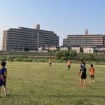 土器川河川敷のサッカー風景